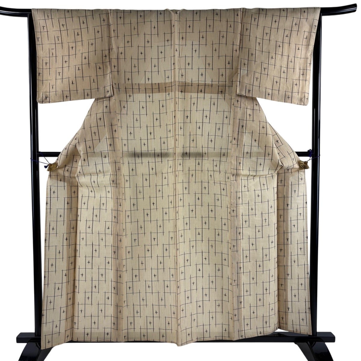 美品】 紬 身丈160cm 裄丈65.5cm M 薄物 本場米琉 上布 夏紬 十字絣