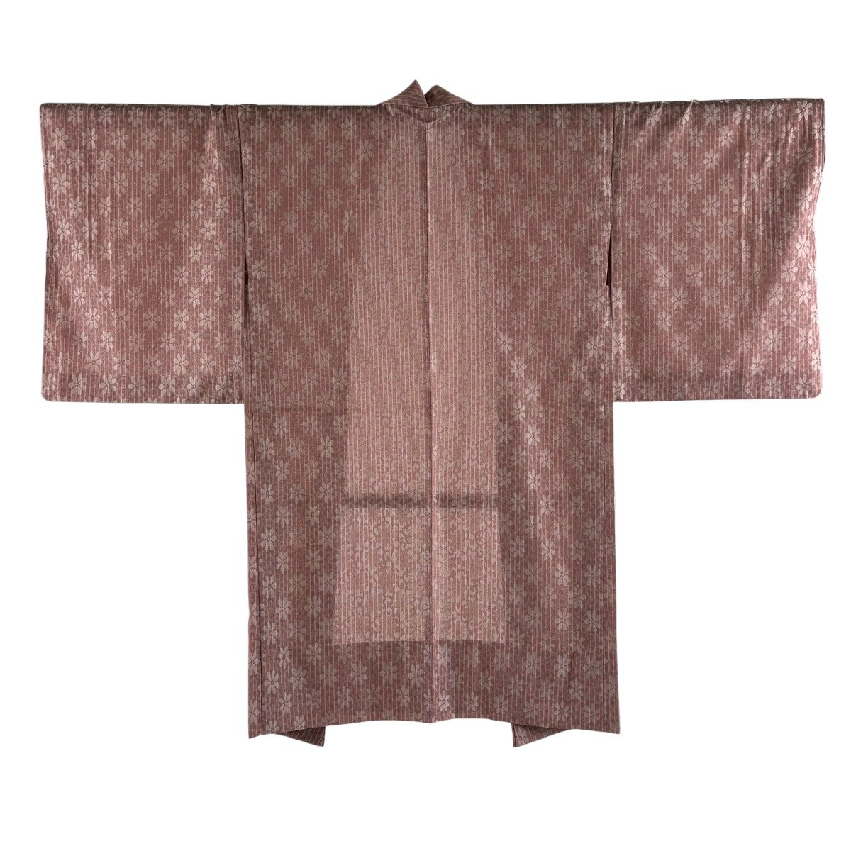 美品】 羽織 身丈96cm 裄丈68cm L 市松 桜 ぼかし ベージュ 正絹 逸品