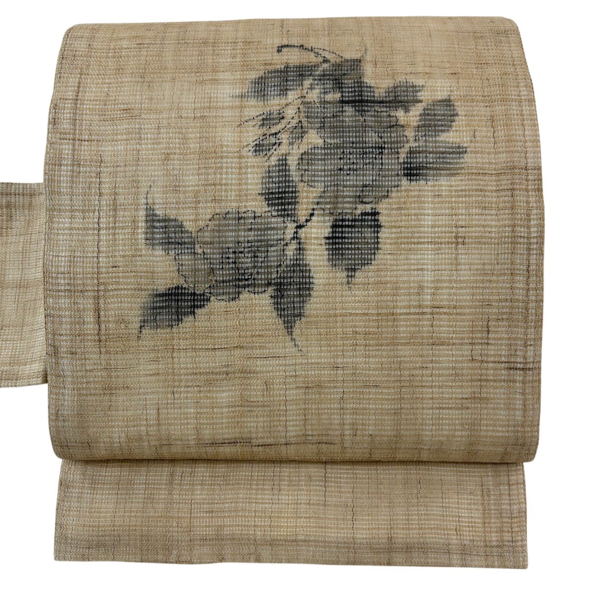 名古屋帯 名品 夏帯 夏紬 扇面 瓢箪 ベージュ 麻｜中古・古着