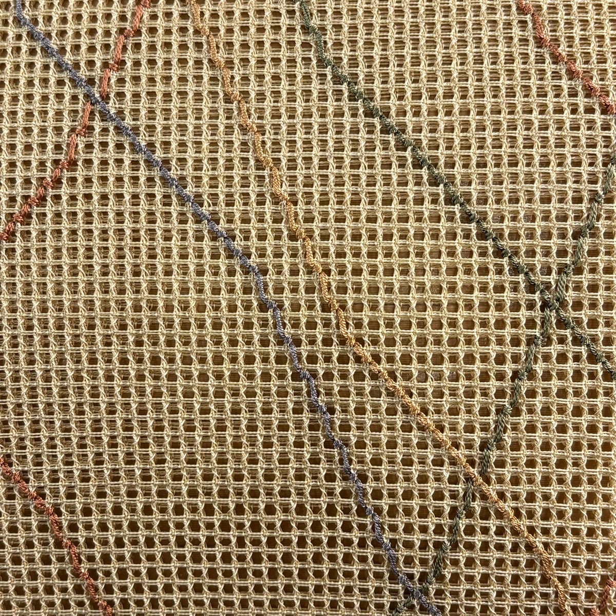 美品】 名古屋帯 秀品 夏帯 羅 八寸名古屋帯 松葉仕立て 幾何学 薄茶色