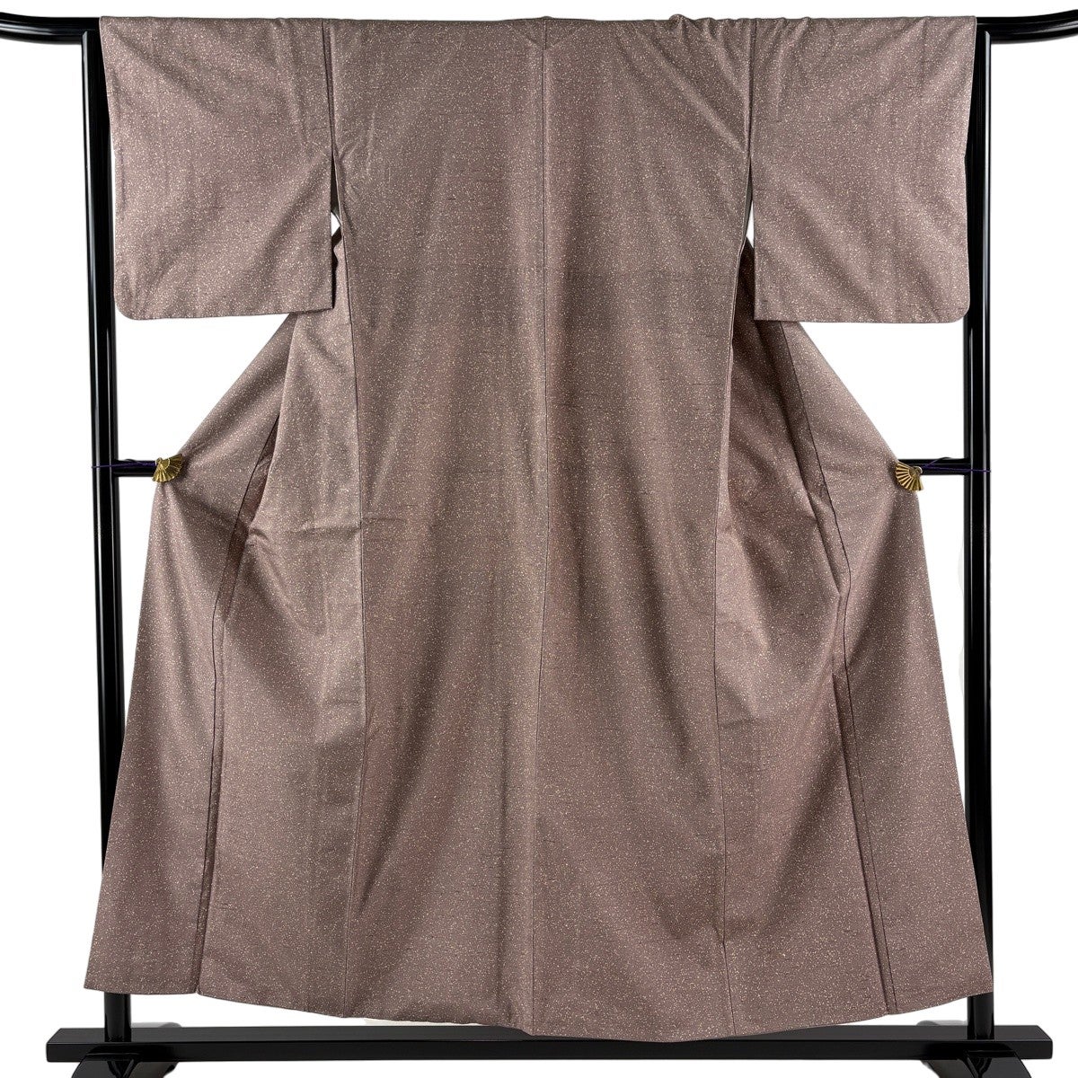 美品】 小紋 身丈155cm 裄丈64cm M 袷 紬地 幾何学 薄小豆 正絹 名品