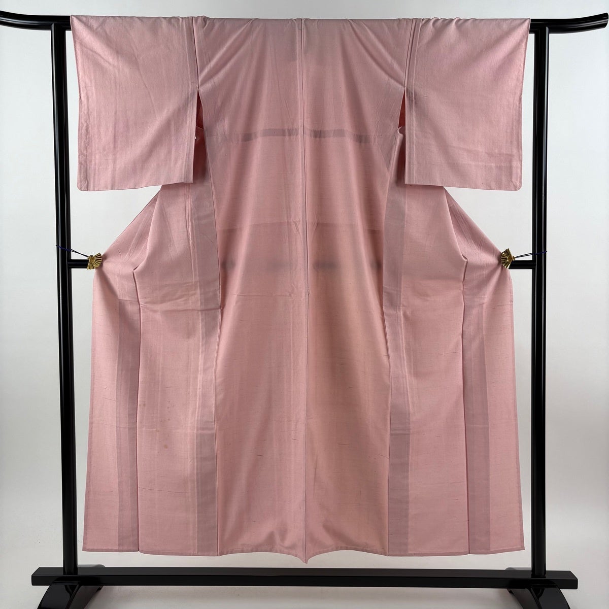 紬 身丈153cm 裄丈62cm S 単衣 ピンク 正絹 秀品 一つ紋｜中古・古着