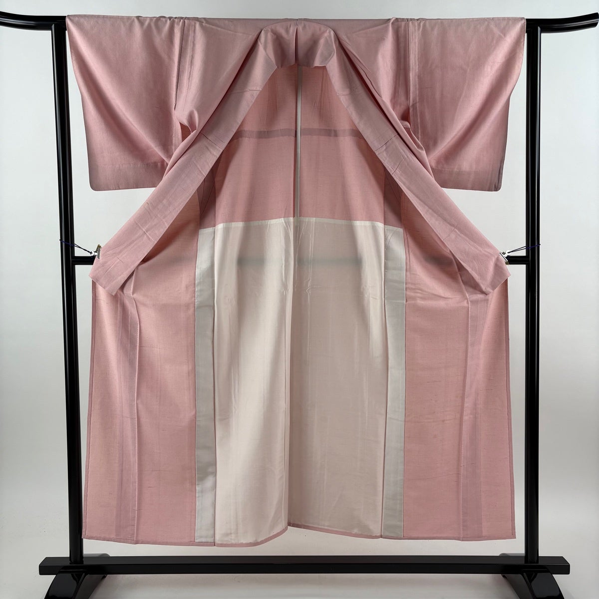 紬 身丈153cm 裄丈62cm S 単衣 ピンク 正絹 秀品 一つ紋｜中古・古着