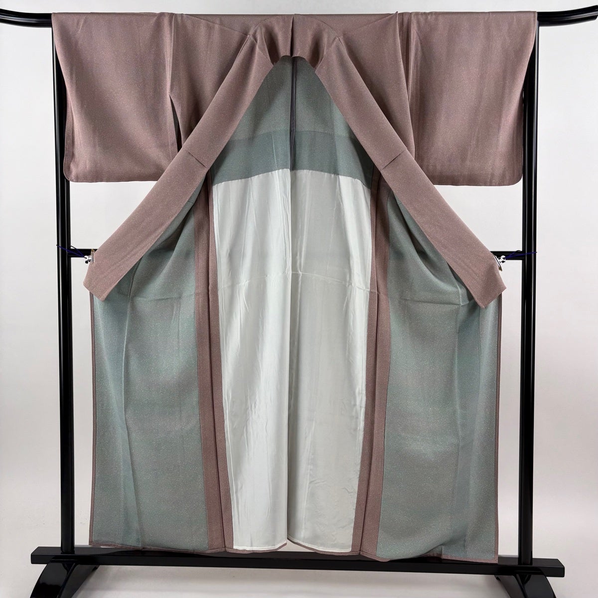 小紋/美品/市松/うす紫/適応身長150～157㎝/12413 銀座【C-3140-2】単衣 江戸小紋 藤鼠色 行儀（反端付）（N） :身丈157