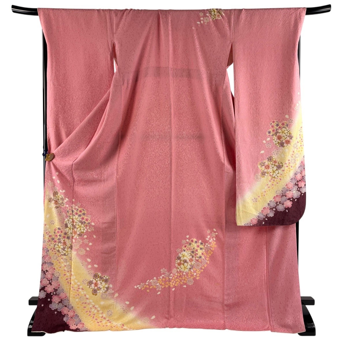 振袖 身丈176cm 裄丈72cm L 袷 桜 花びら 金彩 ぼかし ピンク 正絹 秀