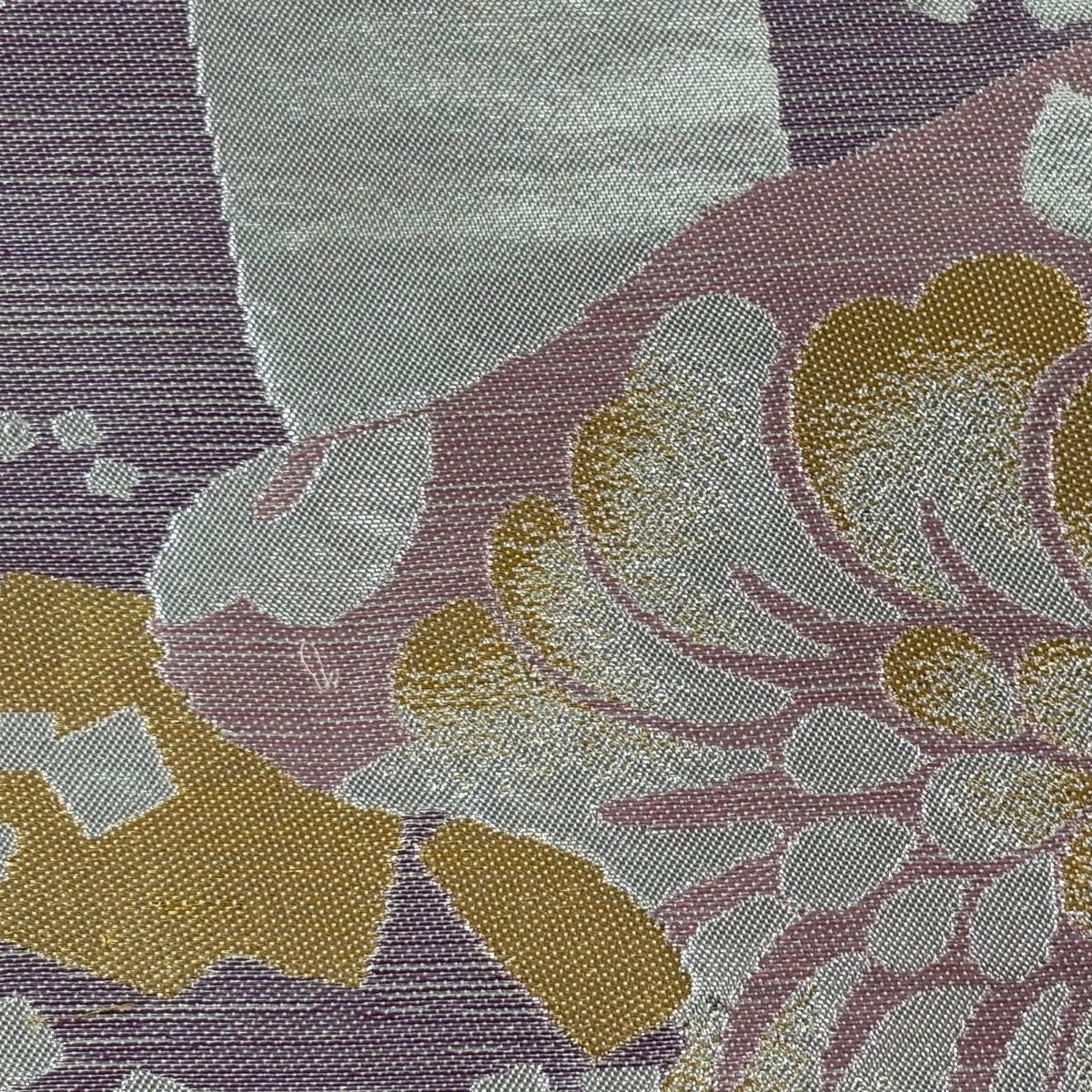 川島織物 正絹 袋帯 草花 宝尽し 落款 名古屋帯 秀品 川島織物 落款あり 草花 七宝 金銀糸 箔 薄小豆 正絹