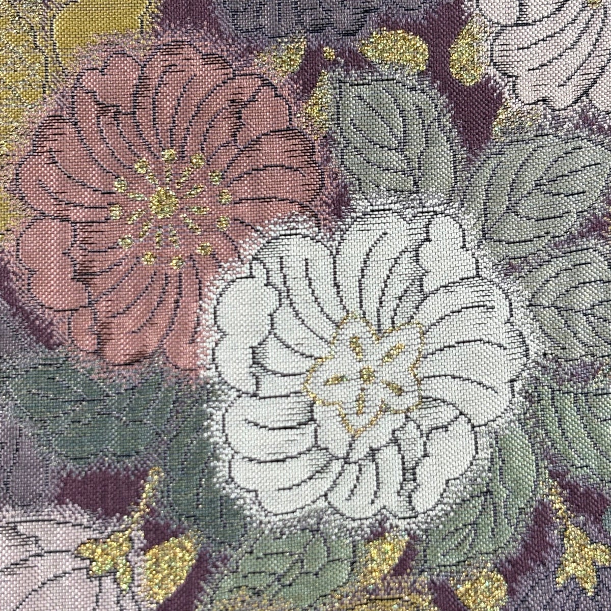 袋帯 秀品 辻ヶ花柄 地紋 箔 紫 六通 正絹｜中古・古着・リサイクル