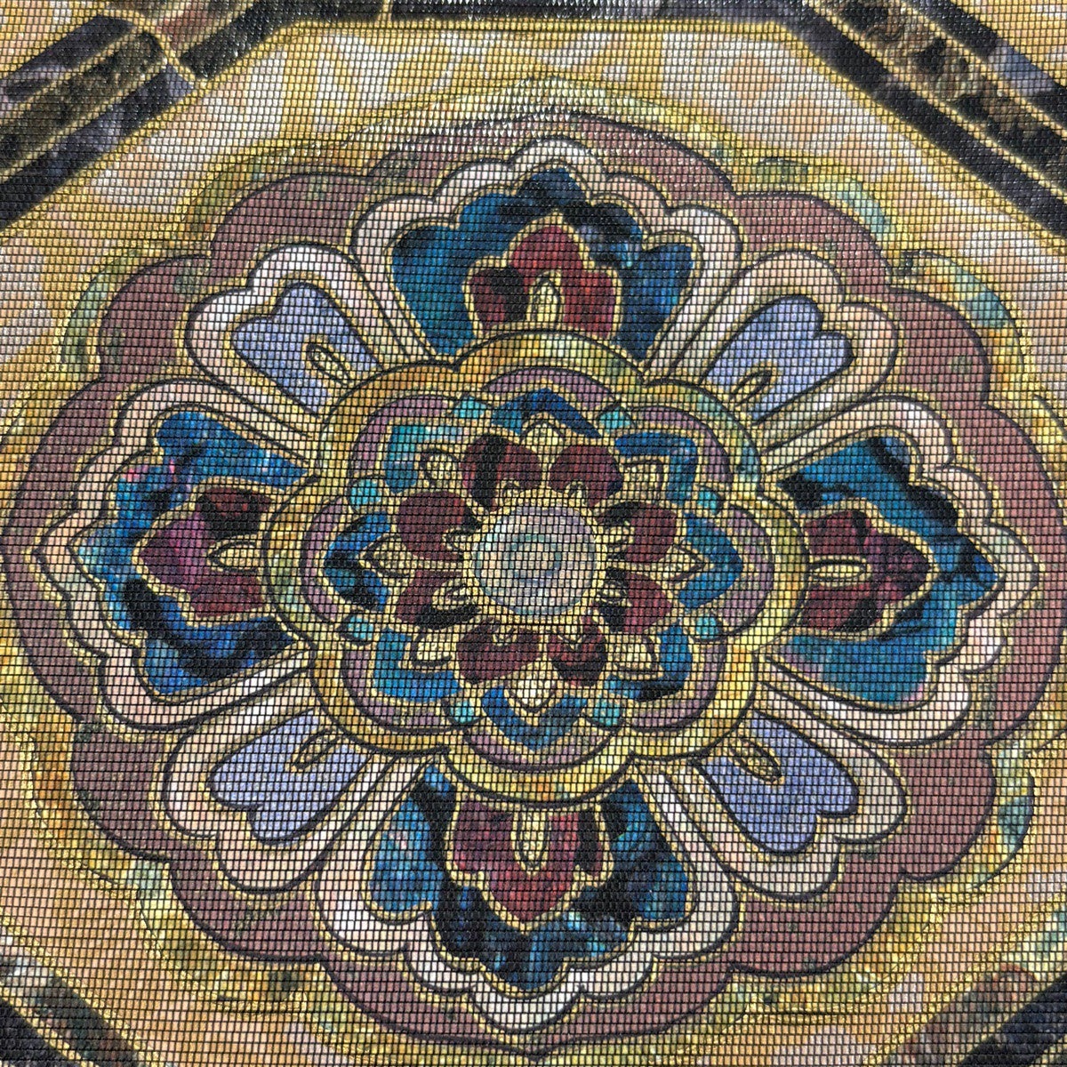 美品】 袋帯 秀品 蜀江華文 縞 箔 金銀彩 茶色 お太鼓柄 正絹｜中古