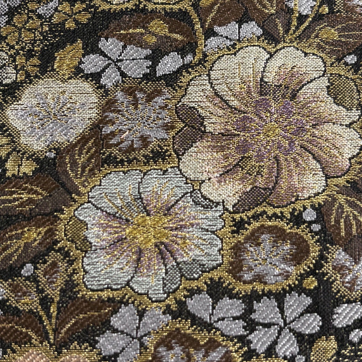 美品】 袋帯 秀品 やまと 辻が花柄 リス 金銀糸 純金箔 茶紫 六通 正絹