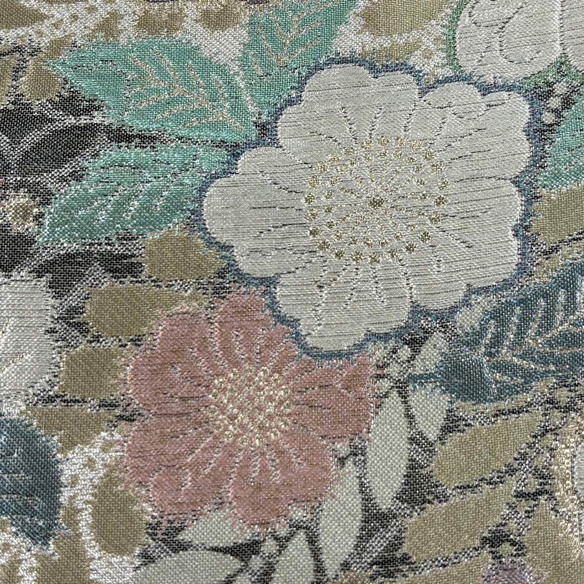 袋帯 秀品 辻が花柄 霞 金糸 箔 銀色 お太鼓柄 正絹｜中古・古着