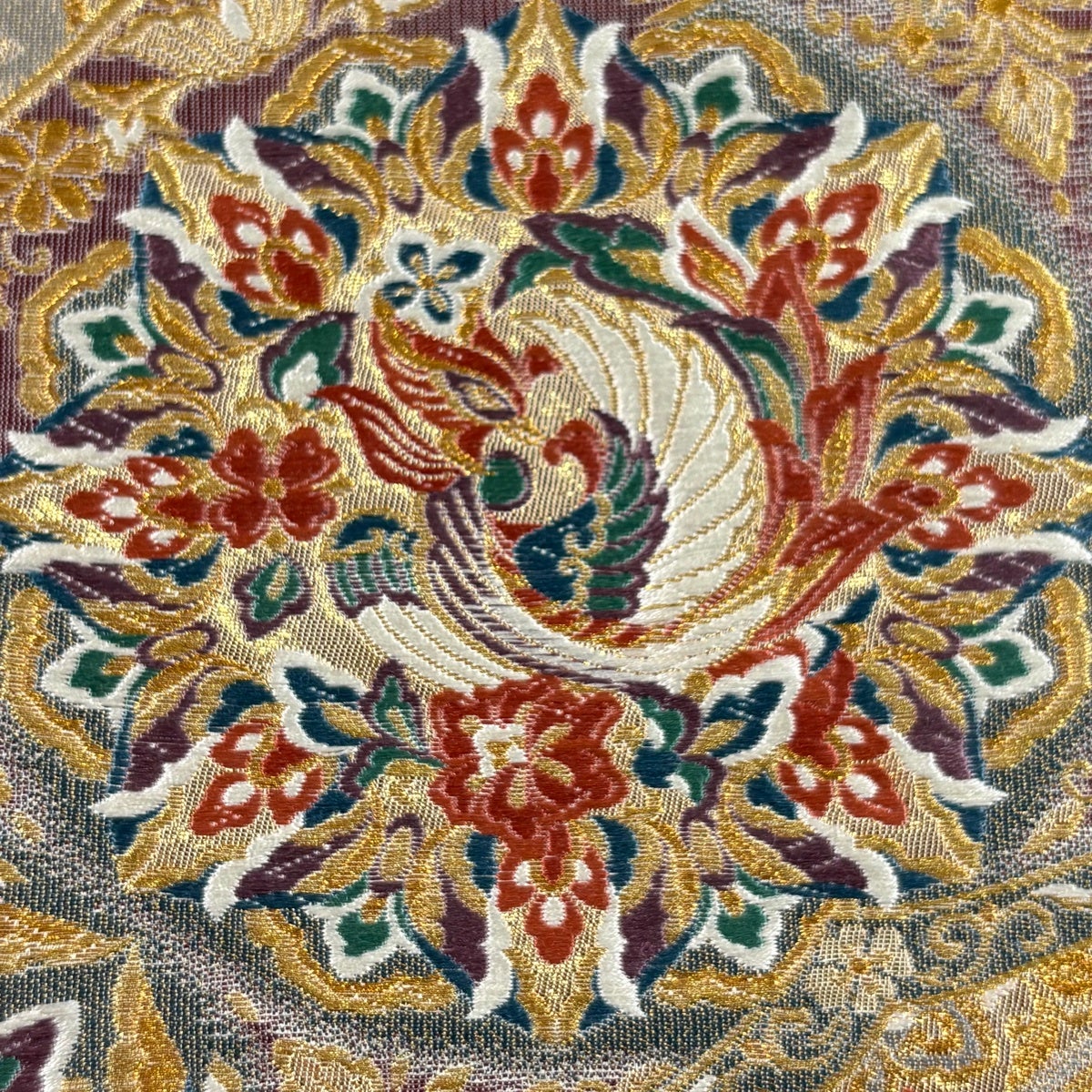 美品】 袋帯 秀品 鳳凰 華文 本金箔 金糸 灰色 六通 正絹｜中古・古着