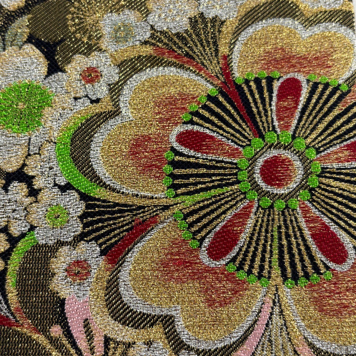 袋帯 秀品 桜 金糸 箔 黒 六通 正絹｜中古・古着・リサイクル着物通販