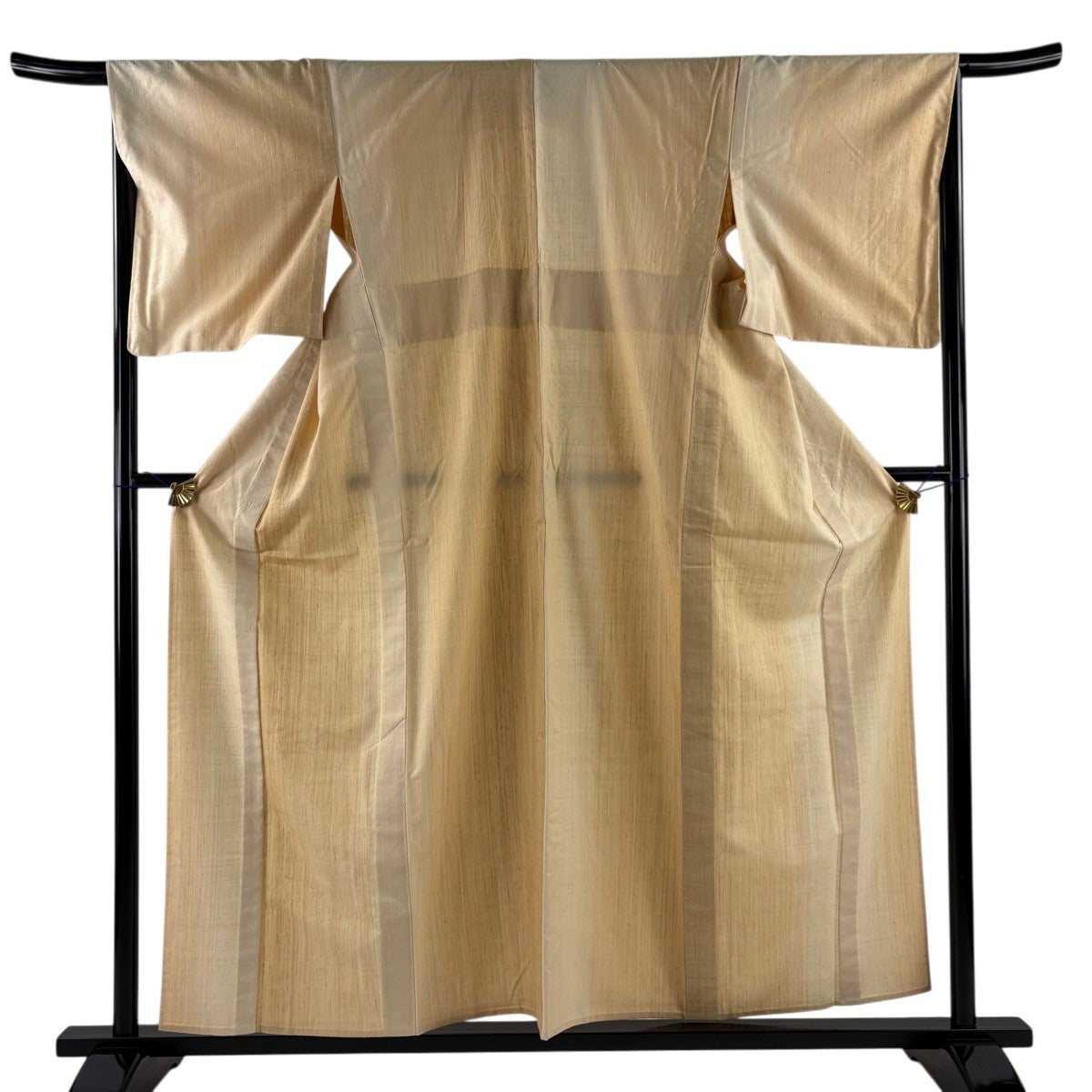 紬 身丈162.5cm 裄丈66cm M 単衣 縦縞 灰色 正絹 名品｜中古・古着