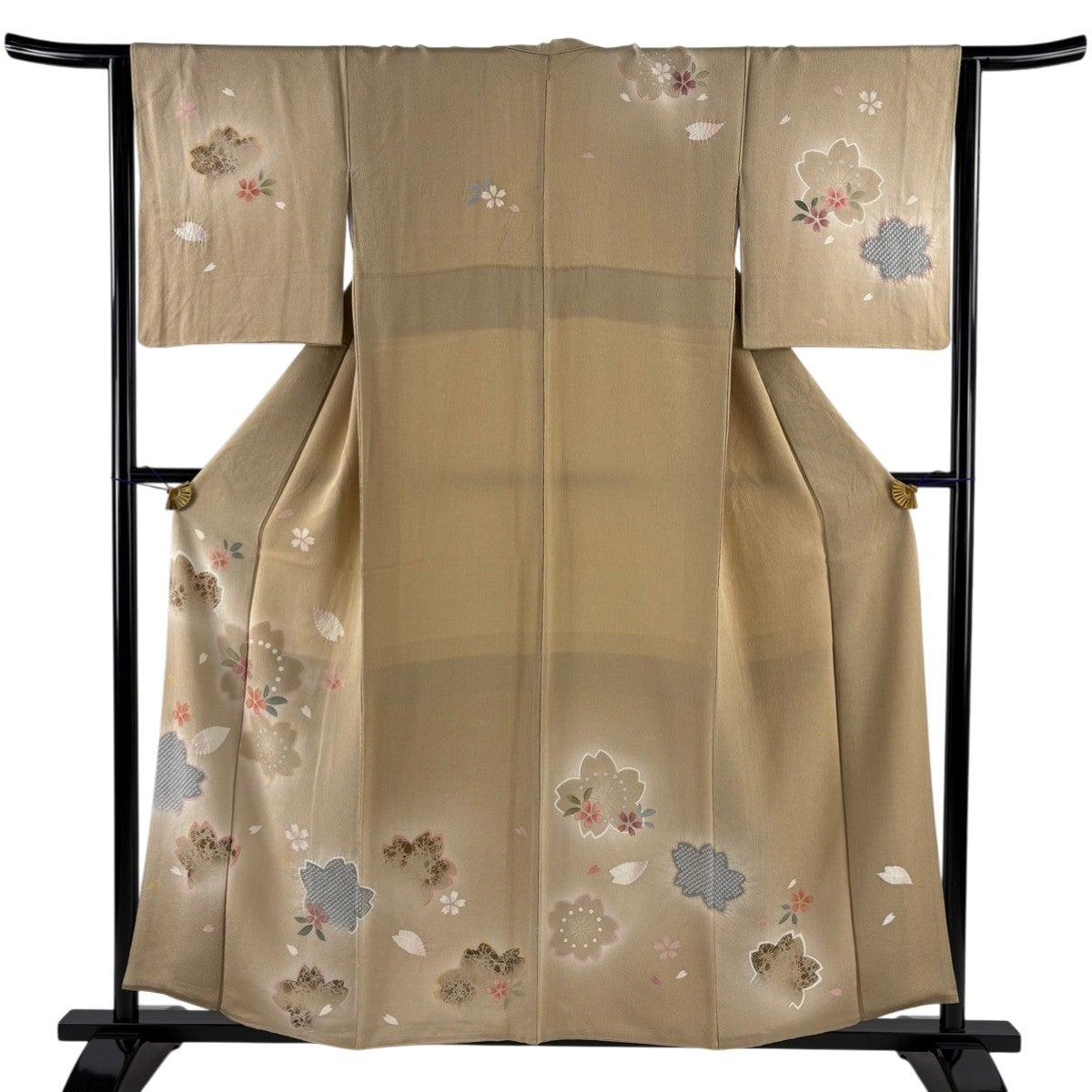 美品】 訪問着 身丈156cm 裄丈62.5cm S 袷 紬地 落款あり 童 草花