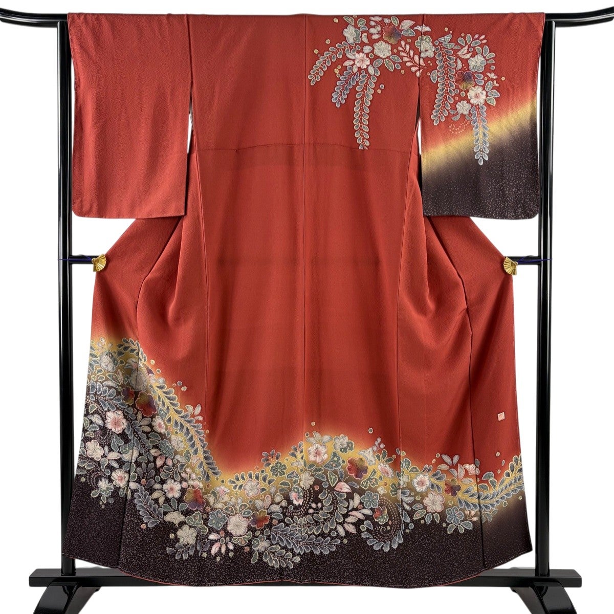 美品】 訪問着 身丈158cm 裄丈64cm M 袷 落款あり 辻が花 ぼかし 赤茶