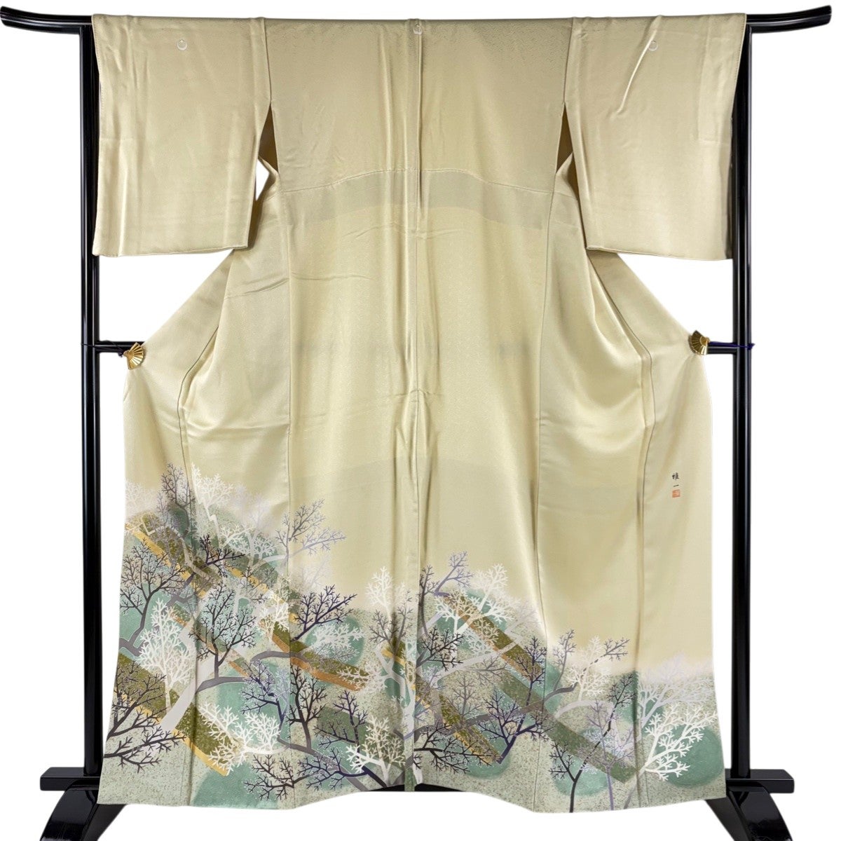 【美品】 色留袖 身丈167cm 裄丈64.5cm 正絹 名品 【中古】 色留袖 身丈167cm 裄丈67cm M 袷 松竹梅 扇 金彩 ピンク 正絹 秀品 一