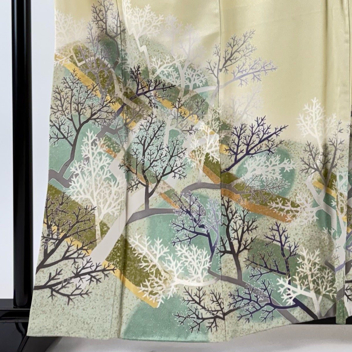 50%OFF 色留袖 身丈160.5cm 裄丈65cm M 袷 落款あり 樹木 幾何学 金彩