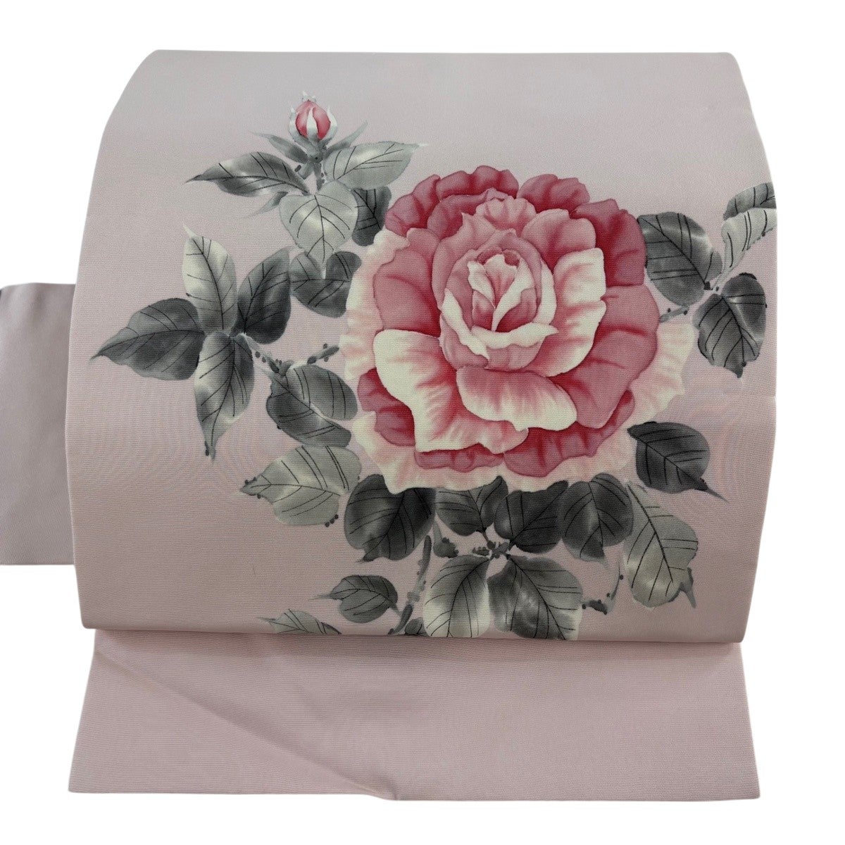 売り切りセール!!薔薇　バラ　名古屋帯　正絹 美品】 名古屋帯 優品 薔薇 薄ピンク 正絹｜中古・古着・リサイクル