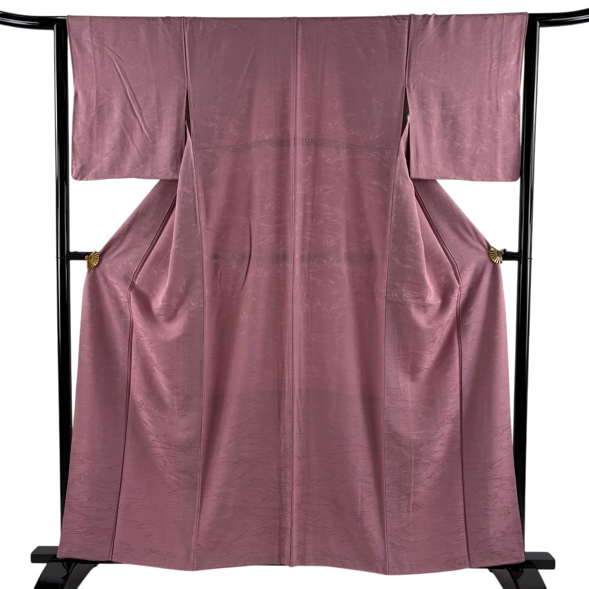 美品】 色無地 身丈157cm 裄丈65cm M 袷 地紋 ピンク 正絹 優品 一つ紋
