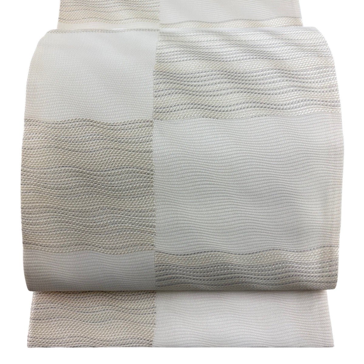専用帯4620 ●高級 正絹 新小石丸 全通 袋帯 袋帯 名品 新小石丸 夏帯 絽 変わり市松 銀糸 クリーム 六通 正絹