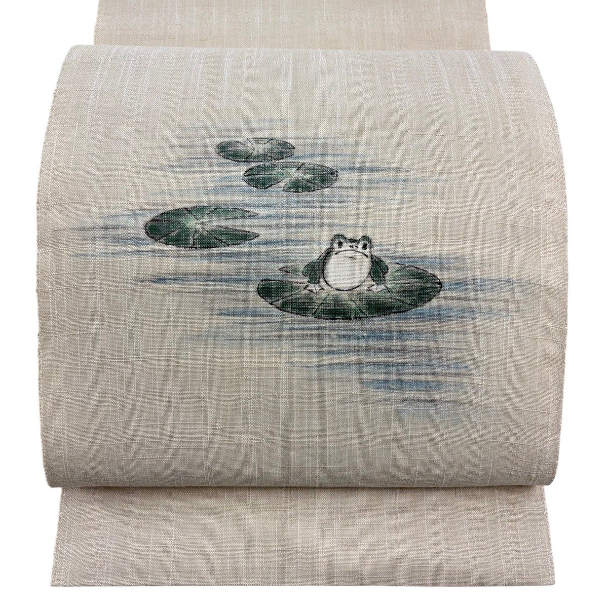 美品】 名古屋帯 名品 落款あり 夏帯 八寸名古屋帯 松葉仕立て カエル