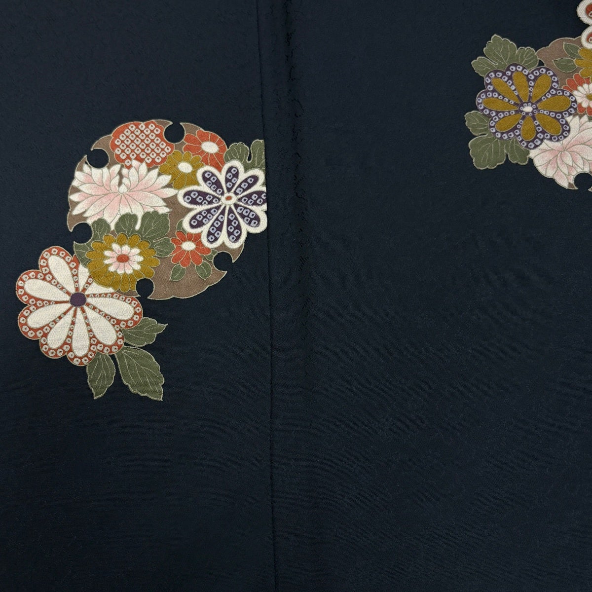 小紋 身丈164.5cm 裄丈62cm S 袷 雪輪 菊 深緑 正絹 秀品｜中古・古着