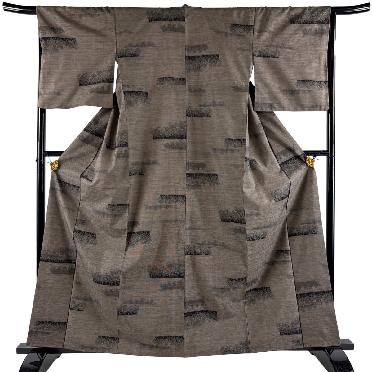 紬 身丈166cm 裄丈66.5cm M 袷 焦茶色 正絹 秀品｜中古・古着