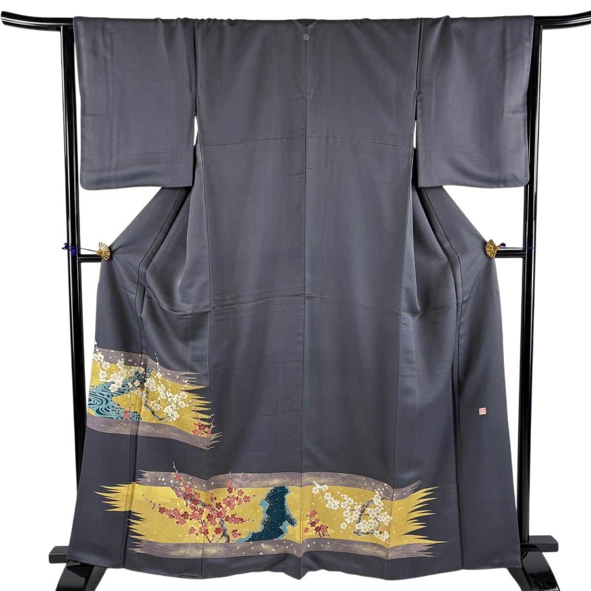 色留袖 身丈155cm 裄丈62.5cm S 袷 千總 落款あり 花唐草 金糸 金彩 青
