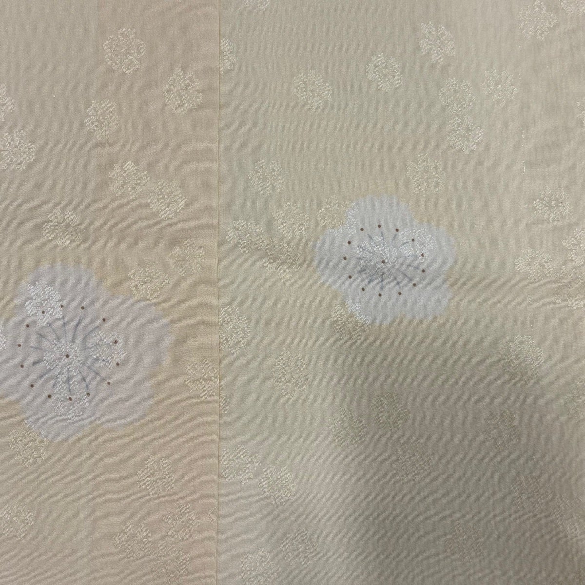 最終価格】 70%OFF 長襦袢 身丈119cm 裄丈62cm S 梅 地紋 薄黄 正絹 秀