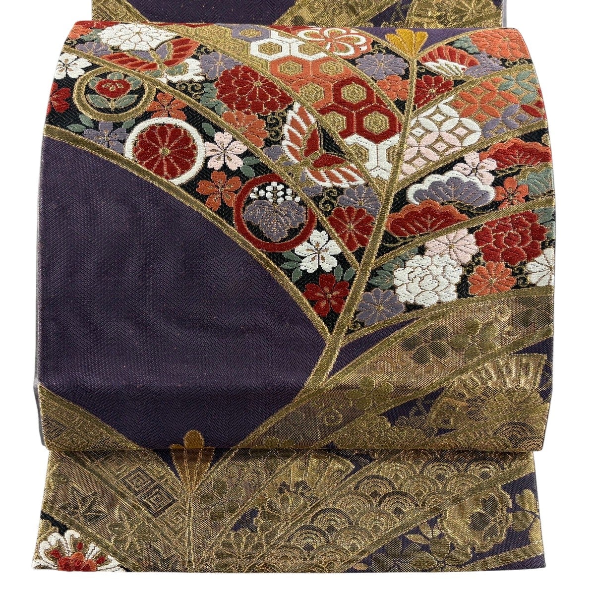 袋帯 秀品 笠松 ヱ霞 金糸 箔 ピンク 六通 正絹｜中古・古着