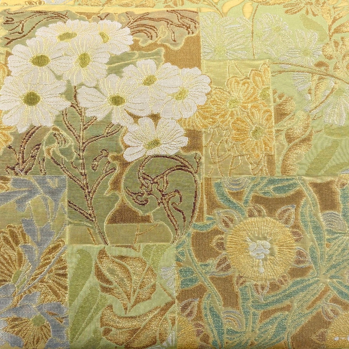 袋帯 秀品 川島織物 落款あり 草花 箔 金銀糸 抹茶色 お太鼓柄 正絹