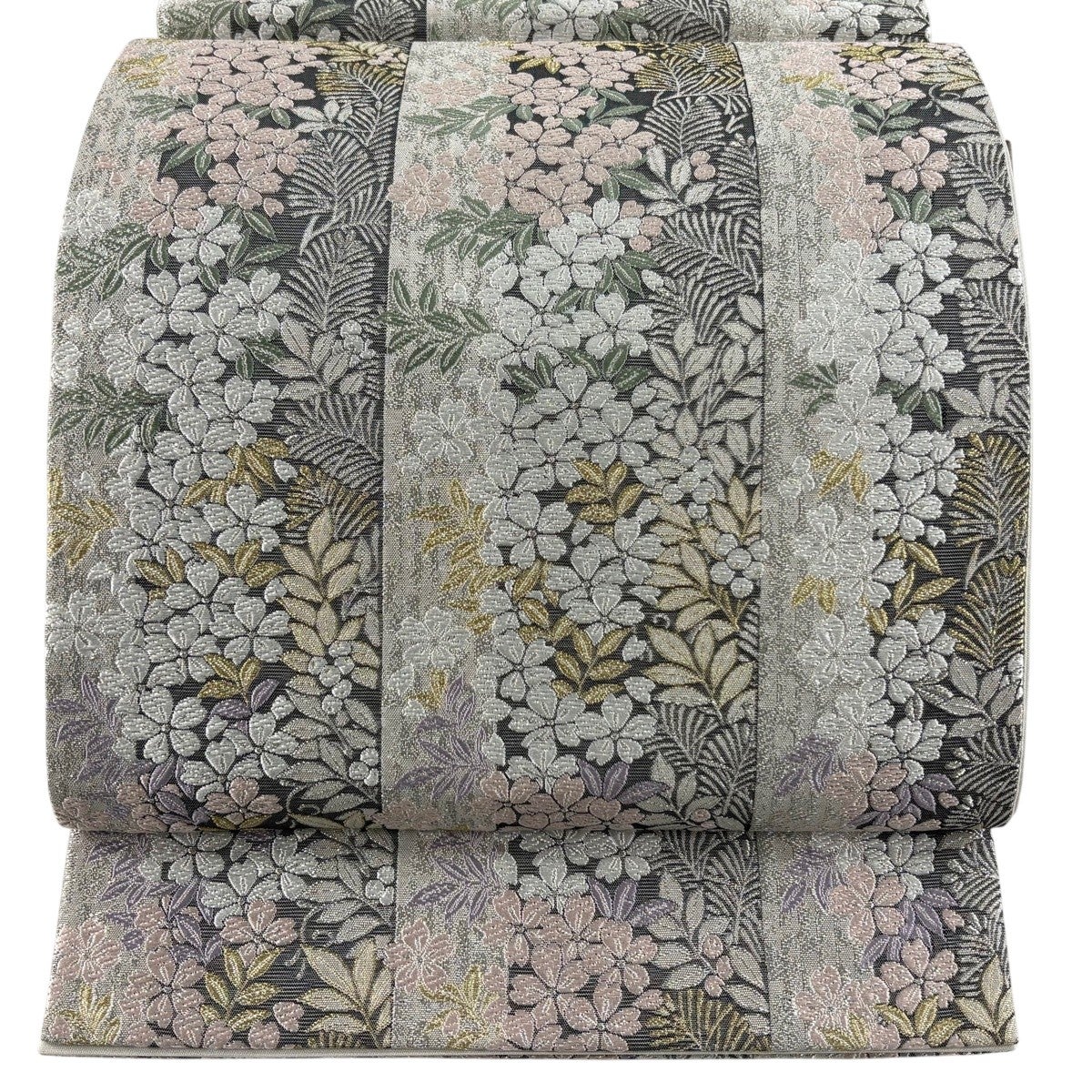 袋帯 秀品 花鳥 孔雀 金銀糸 箔 クリーム 六通 正絹｜中古・古着