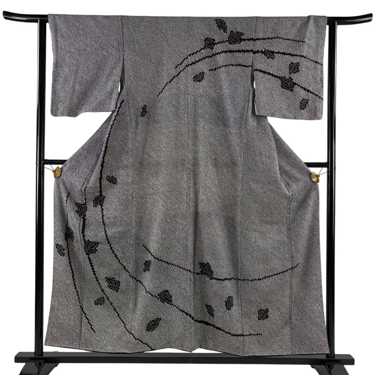 ★専用★未使用品 訪問着 総絞り 白黒身丈155.0cm 裄丈66.0cm 正絹 美品】 訪問着 身丈155cm 裄丈62cm S 袷 葉柄 総絞り 黒 正絹 名品