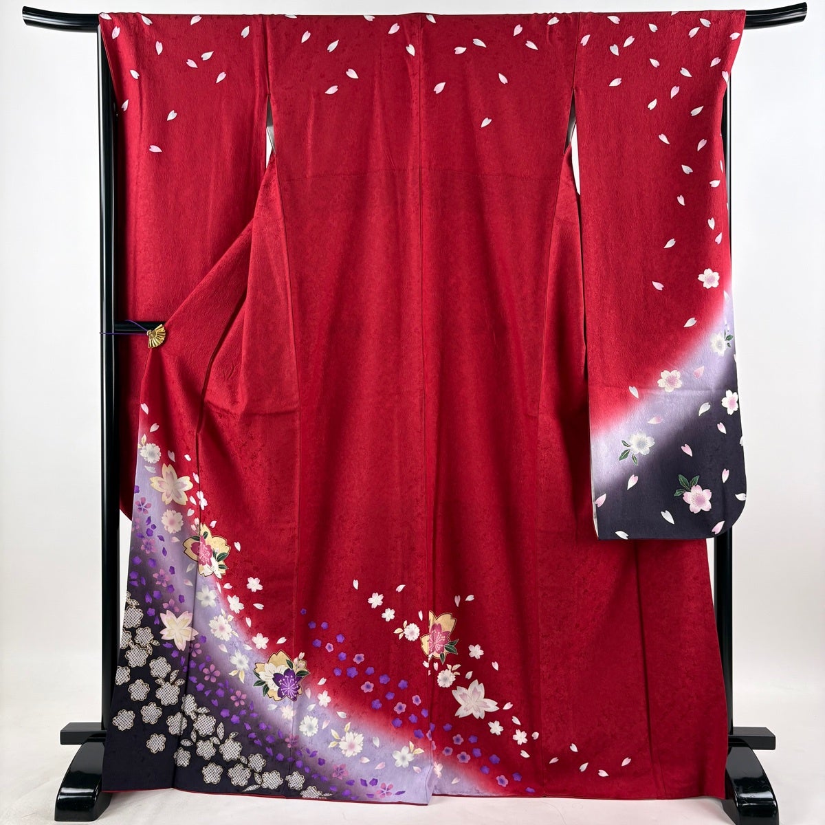 美品】 振袖 身丈170cm 裄丈68.5cm L 袷 袋帯フルセット 桜 桜の花びら