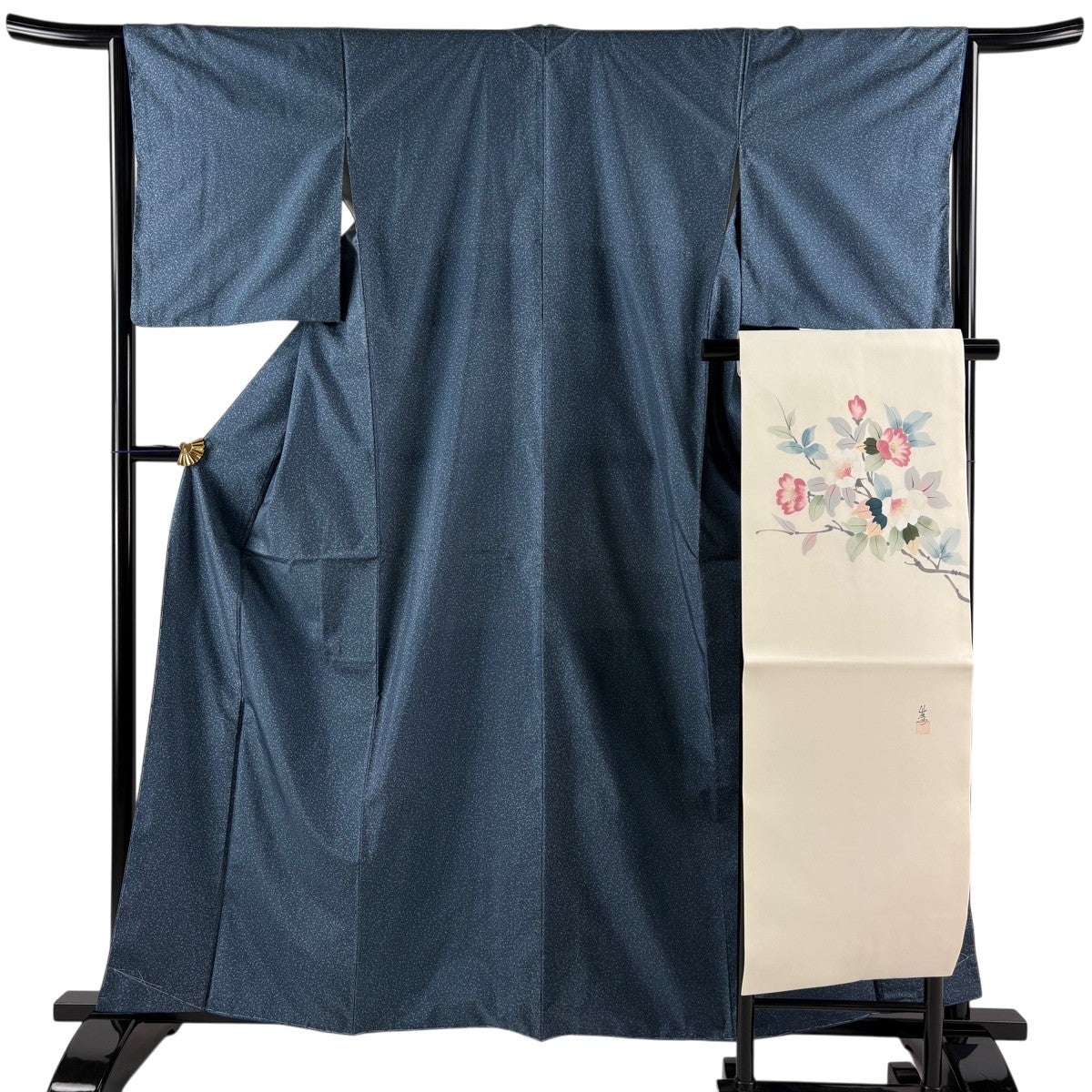 ★専用★美品 小紋 墨流し 鉄紺色 身丈170.0cm 裄丈69.0cm 袷 美品】 小紋 身丈163cm 裄丈66cm M 袷 袋帯セット 墨流し ぼかし 深緑