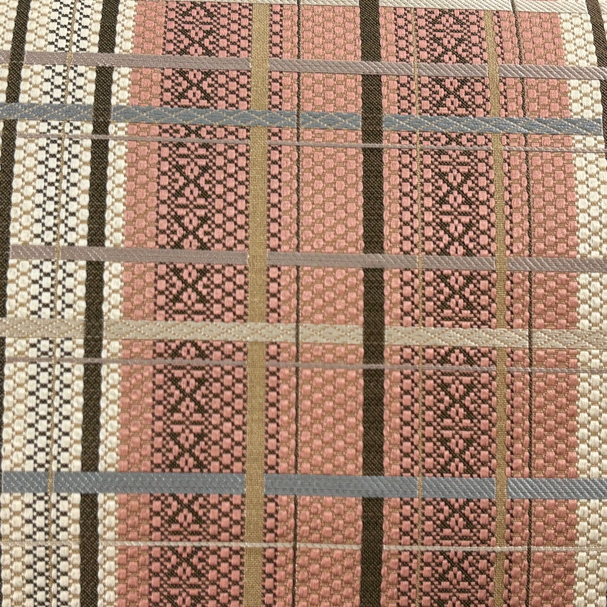 美品】 名古屋帯 逸品 千年工房 落款あり 八寸名古屋帯 格子 金糸