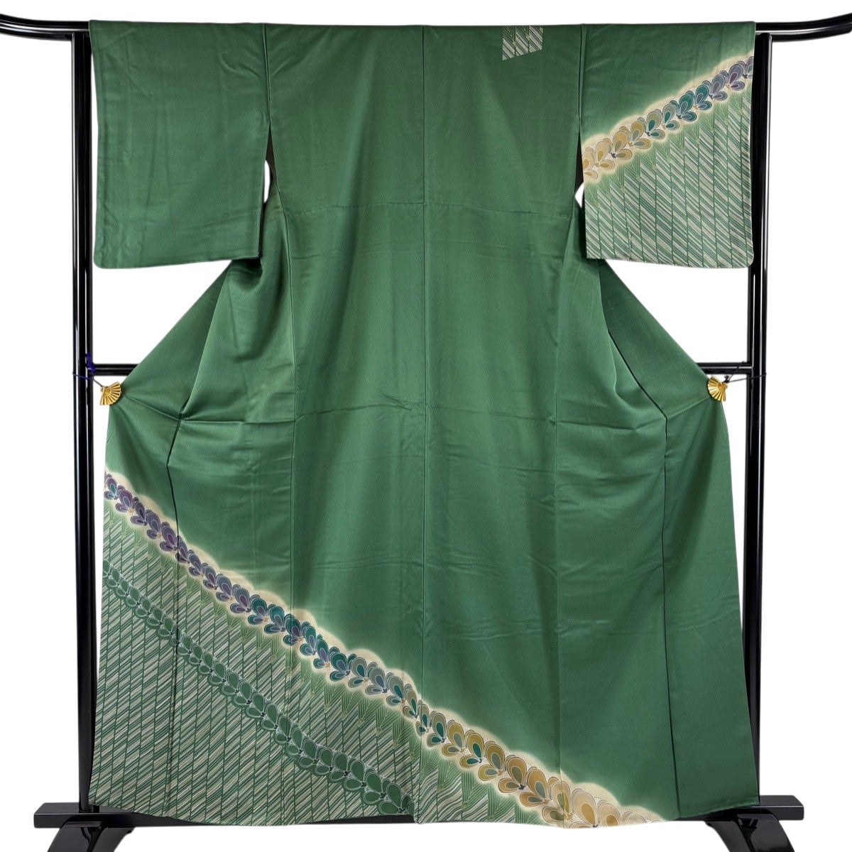 ★正絹★新品・未使用品★裄６８㎝★グレー基調に辻が花★ 訪問着 身丈165cm 裄丈66cm M 袷 鈴乃屋 辻が花 ぼかし 水色 正絹 名品