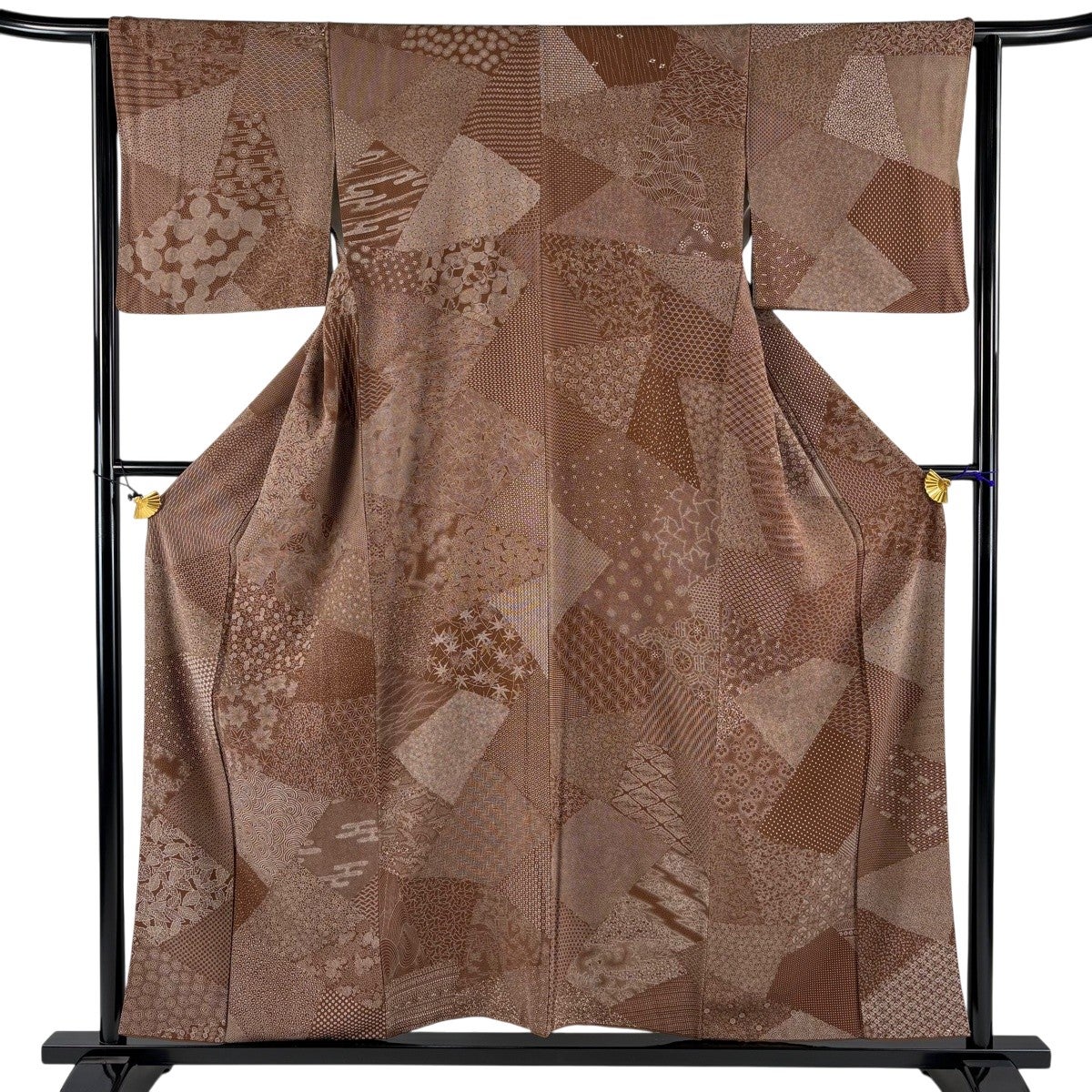 美品】 紬 身丈155.5cm 裄丈63cm S 袷 草花 道長取り 灰紫 正絹 秀品