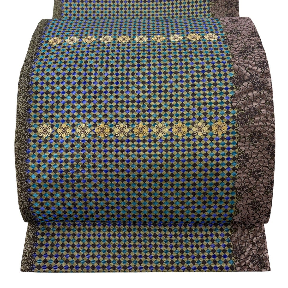 美品】 袋帯 秀品 古代更紗文 箔 深緑 六通 正絹｜中古・古着 