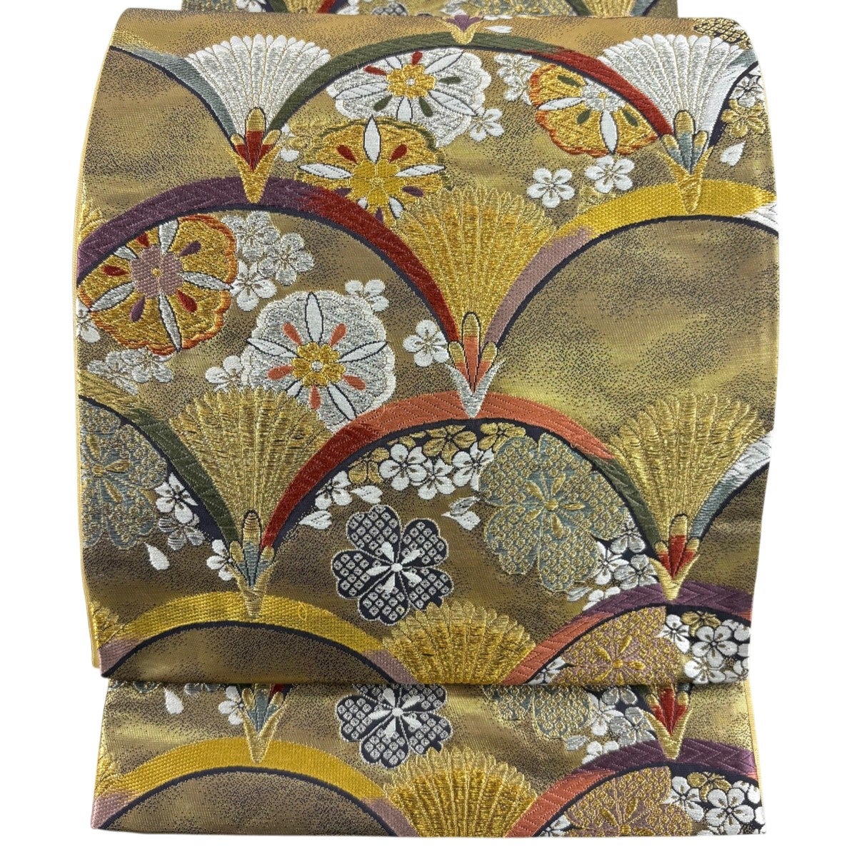 美品】 袋帯 秀品 笠松 桜 箔 金糸 金色 六通 正絹｜中古・古着