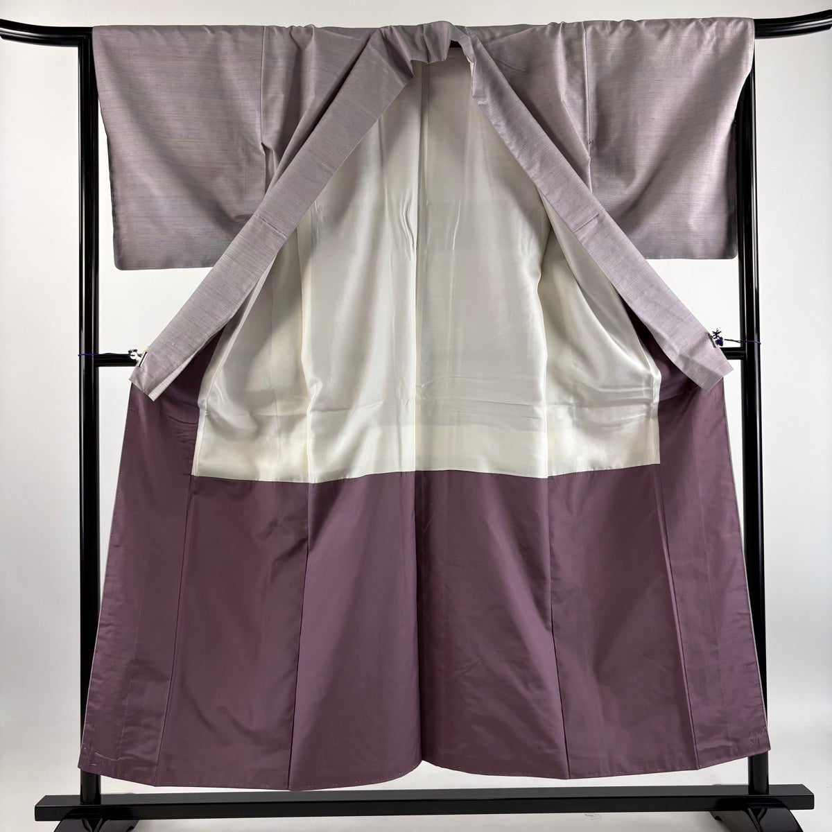 美品】 紬 身丈152.5cm 裄丈65.5cm M 袷 灰紫 正絹 秀品｜中古・古着
