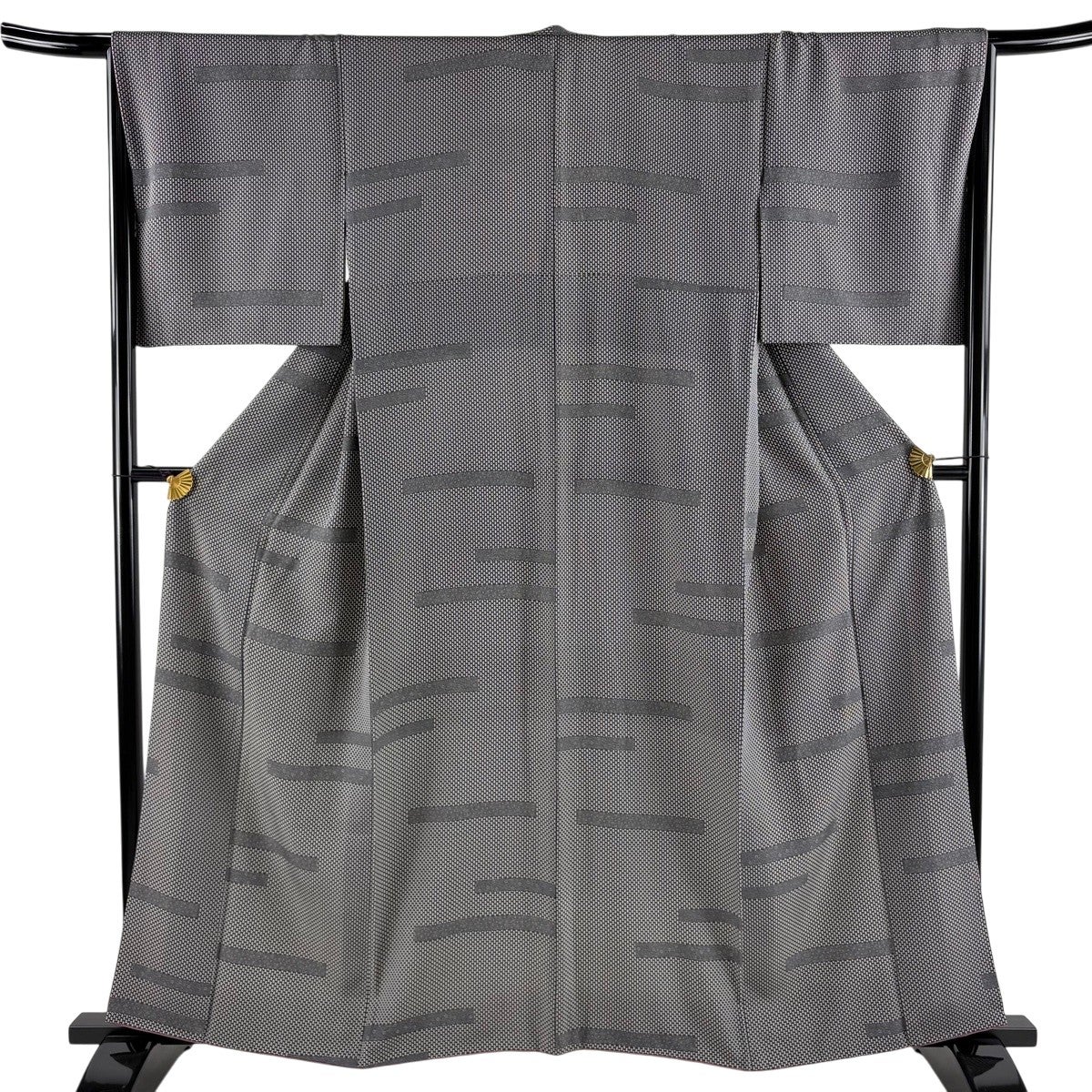 美品】 小紋 身丈157.5cm 裄丈66.5cm M 袷 椿 藤 絞り 藍色 正絹 秀品 