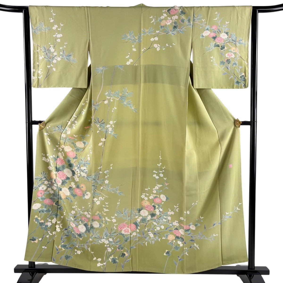 美品】 訪問着 身丈158cm 裄丈63cm S 袷 落款あり 竹 灰色 正絹 名品