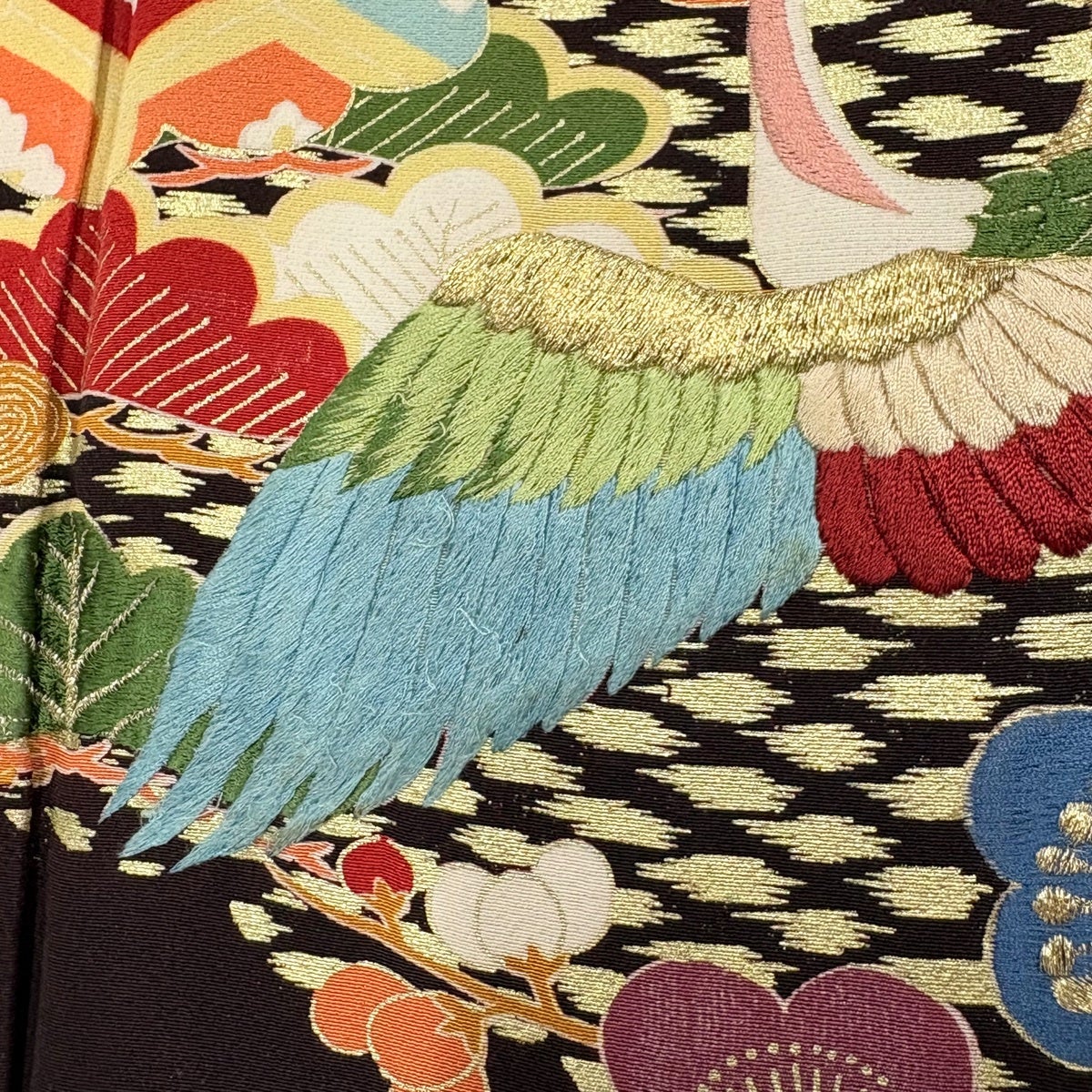 訪問着 身丈156.5cm 裄丈63cm S 袷 鶴 松竹梅 金糸 金彩 茶紫 正絹 秀
