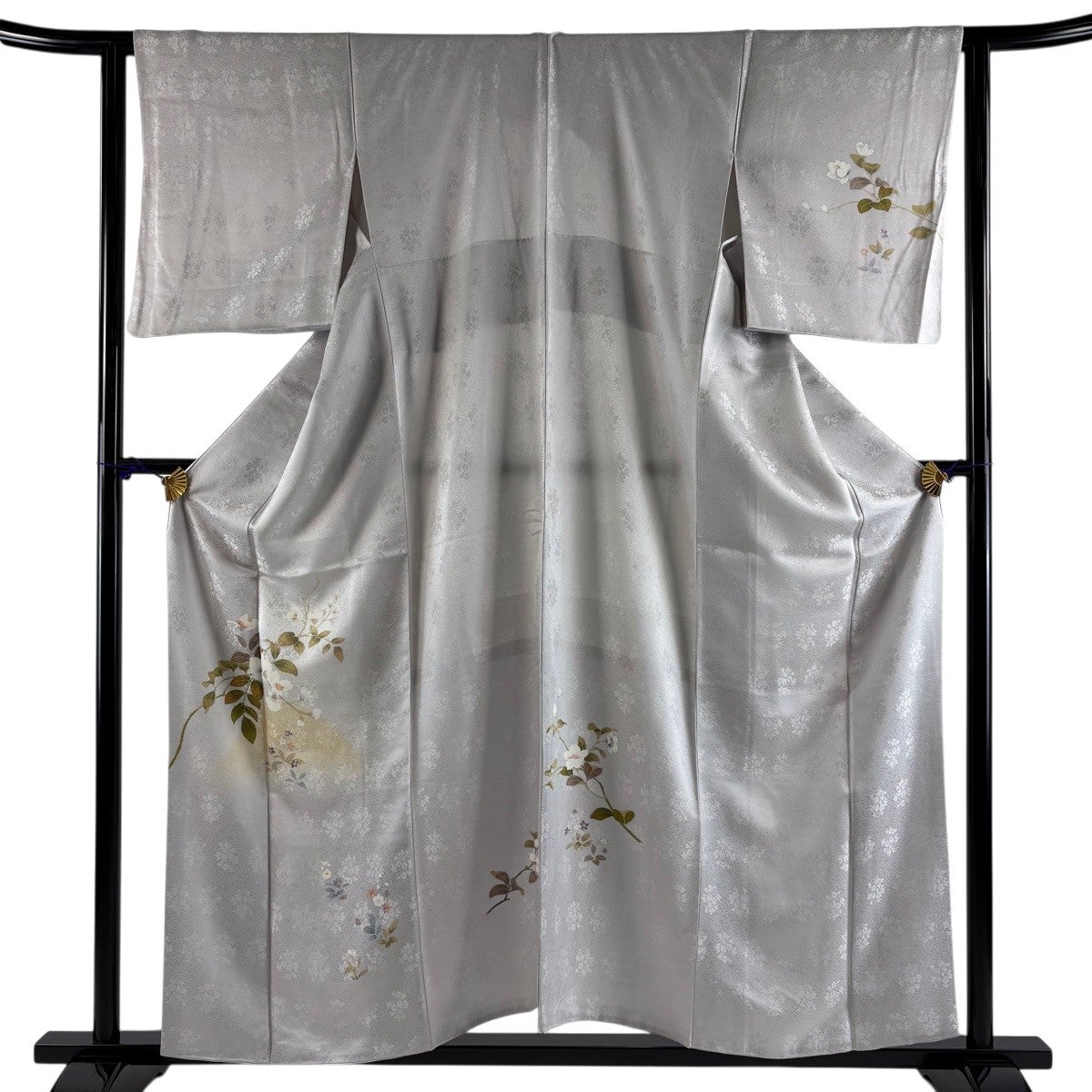 付下げ 身丈156.5cm 裄丈62cm S 袷 枝花 草花 ぼかし 灰紫 正絹 秀品