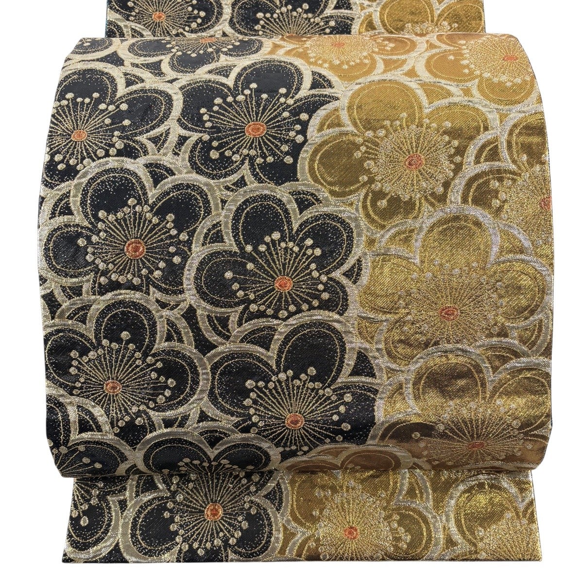 30%OFF 【美品】 袋帯 秀品 霞流水唐草文 金糸 箔 金色 六通 正絹 K30