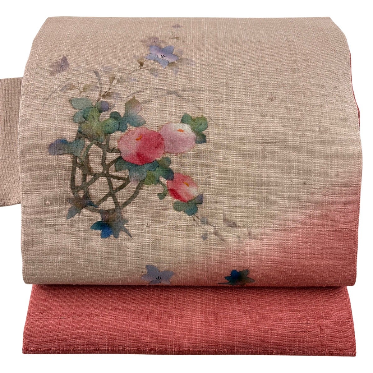 名古屋帯 秀品 雪輪吉祥文 華文 箔 銀糸 灰色 正絹｜中古・古着