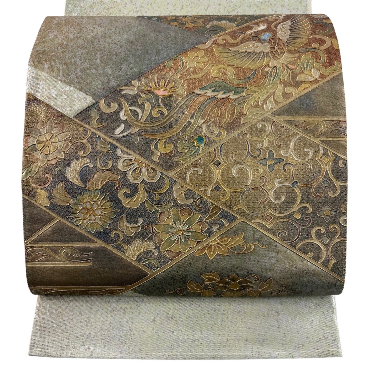 袋帯 秀品 童 花 螺鈿 箔 金色 お太鼓柄 正絹｜中古・古着・リサイクル