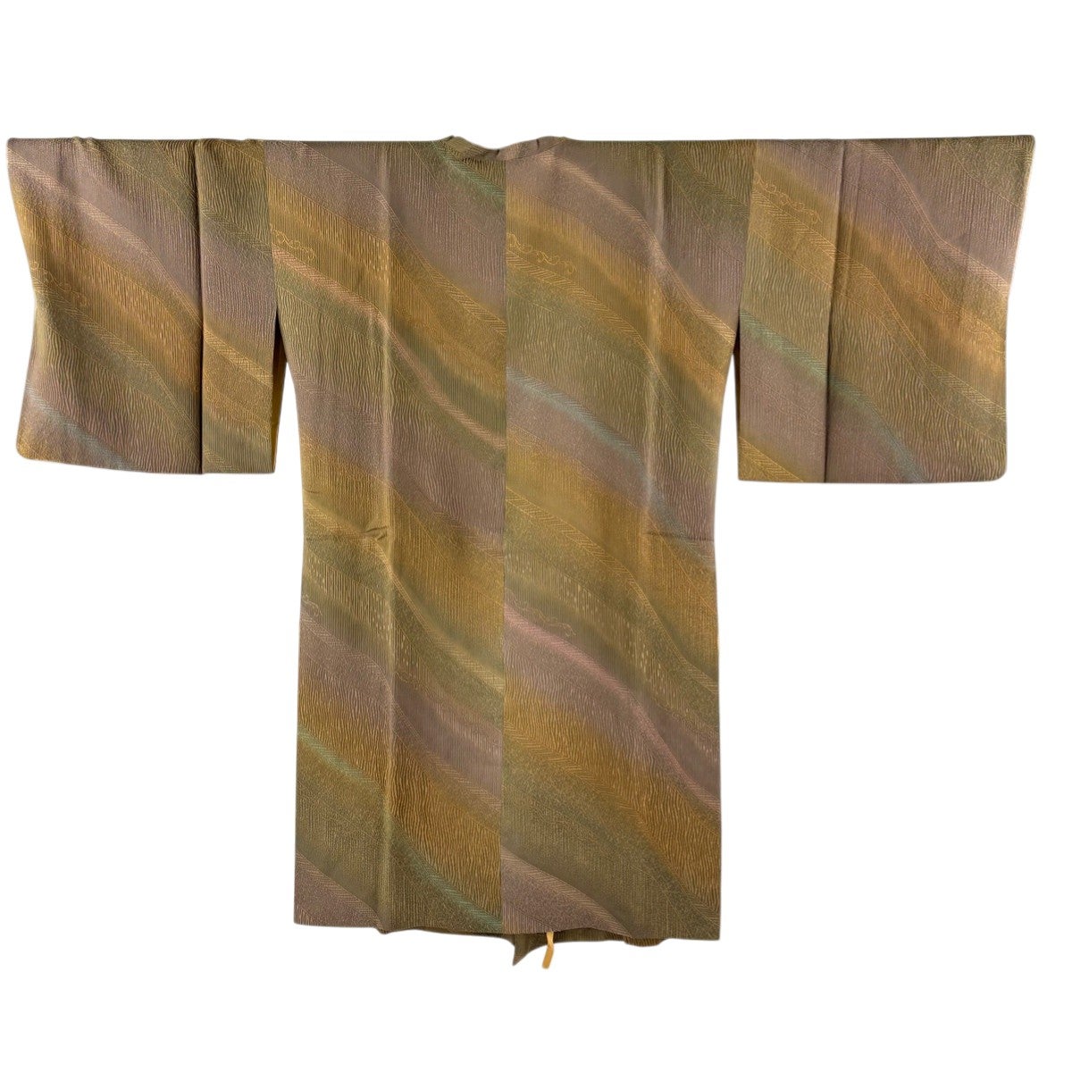 美品】 道行 身丈98cm 裄丈67.5cm L 和装コート 角衿 枝花 地紋 焦茶色