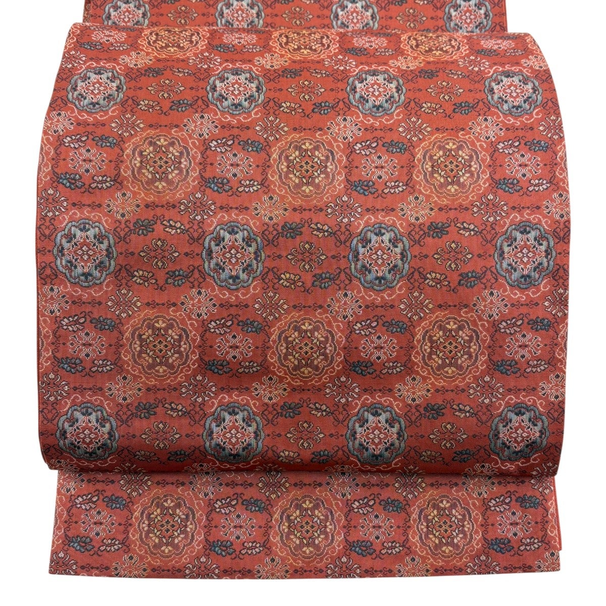 美品】 袋名古屋帯 優品 華文 草花 赤茶 正絹｜中古・古着・リサイクル